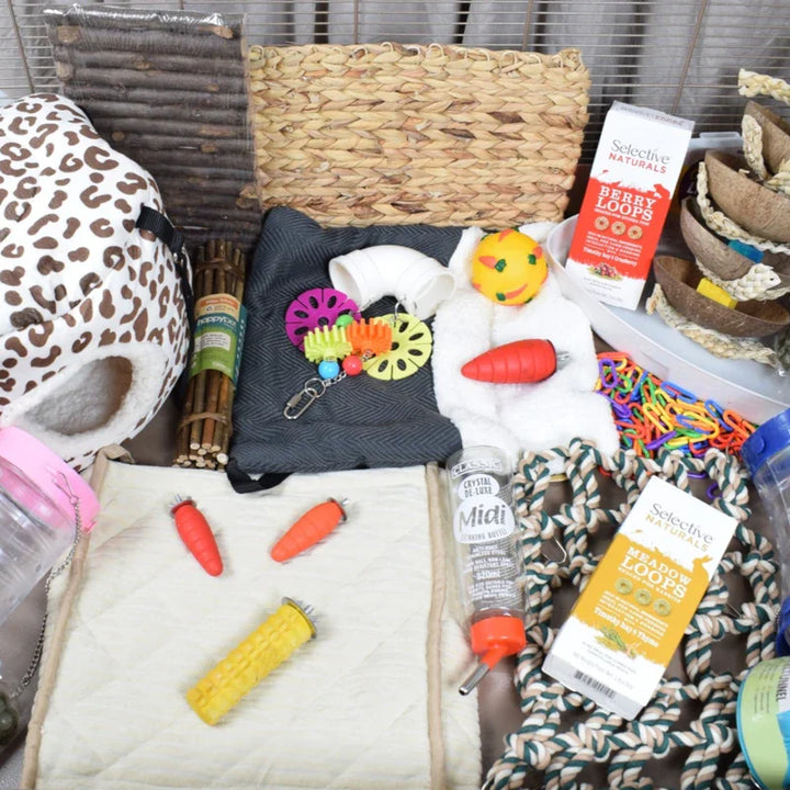Assorted pet rat accessories