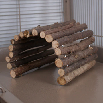 Stack of wooden logs on a reflective surface with a neutral background