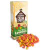 Box of Tiny Friends Farm Hazel Hamster Lovelies with colorful heart-shaped treats on a white background