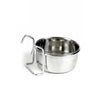 Stainless steel hanging cup on a white background