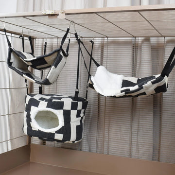 Multiple rat hammocks hanging in cage setup soft beds for pet rats