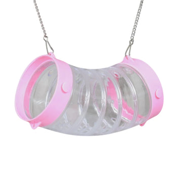 Pink plastic rat tunnel tube hanging cage accessory for pet rats