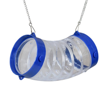 Clear plastic rat tunnel tube with blue ends hanging cage accessory for pet rats