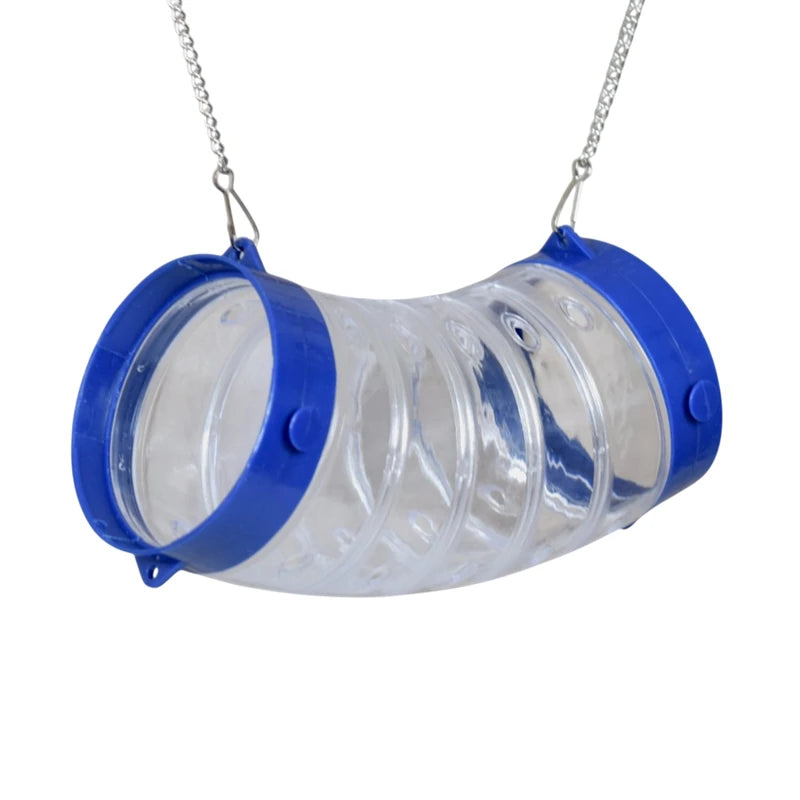 Clear plastic rat tunnel tube with blue ends hanging cage accessory for pet rats