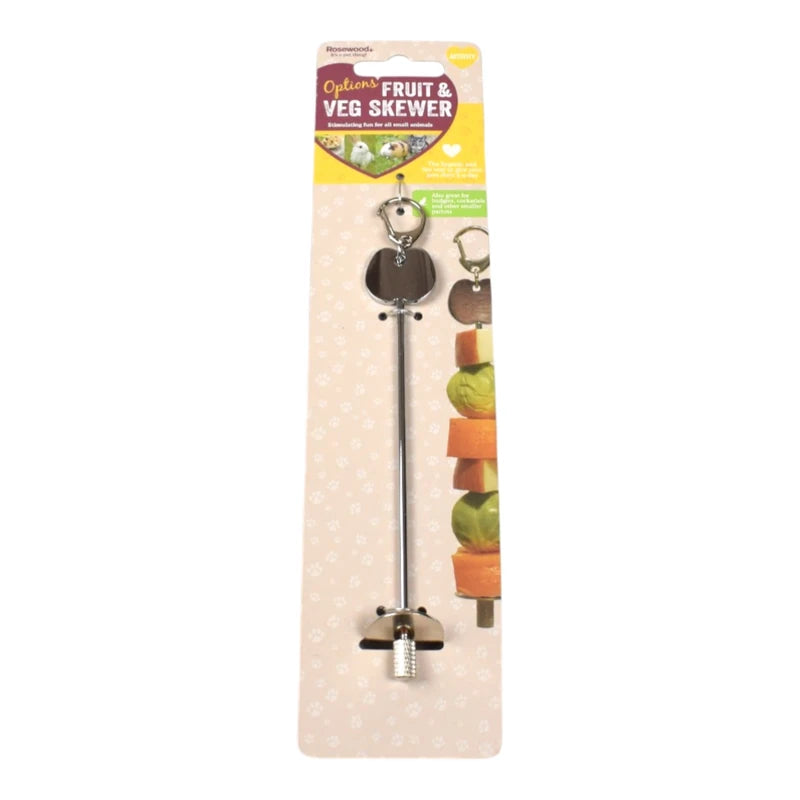 Metal fruit and veg skewer hanging treat holder for small animals cage