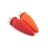 Two carrot-shaped chew gnaws with red and orange gradient on a white background