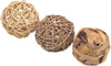 Three woven balls of different sizes on a white background