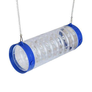 Clear plastic rat tunnel tube with blue ends hanging cage accessory for pet rats
