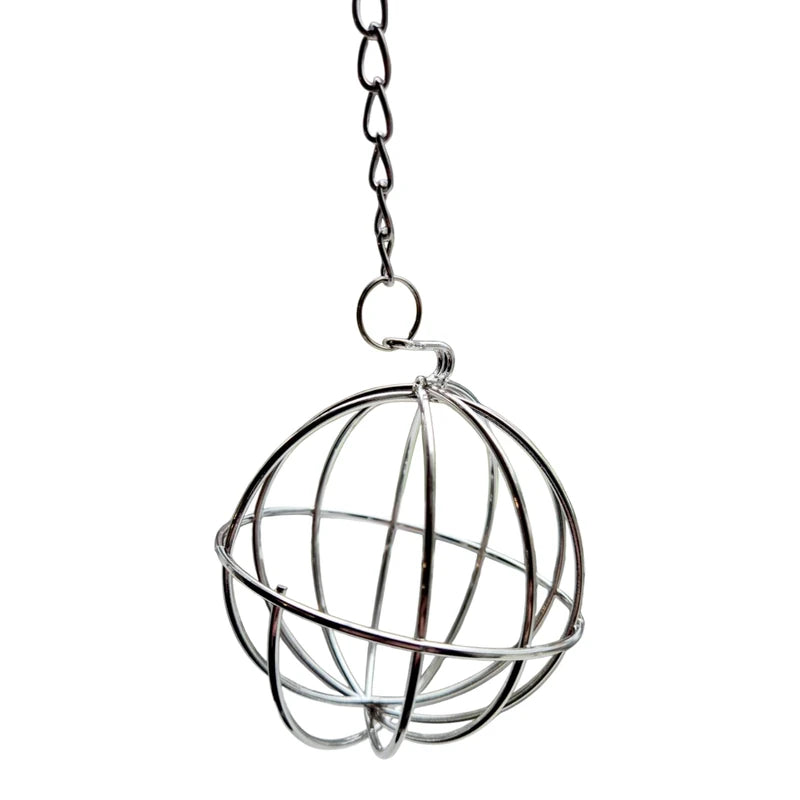 Metal hanging treat ball feeder for vegetables and enrichment for pet rats