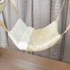 Cream fleece rat hammock hanging in cage side view soft bed for pet rats