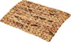 Woven mat with natural brown tones on a white background