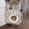 Cheetah print cube rat hammock hanging in cage soft hideout bed for pet rats
