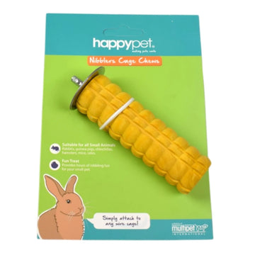 Yellow wooden chew toy for small animals hanging gnaw toy for rabbits guinea pigs and rats