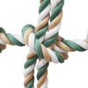 Close-up of a green and brown braided rope for pet rats and small animals cage enrichment toy