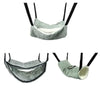 Three green hammocks with a white interior, on a white background