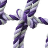 Close-up of a purple braided rope for pet rats and small animals cage enrichment toy